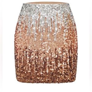 MANER Women's Sequin Skirt Sparkle Stretchy Bodycon Mini Skirts Night Out Party